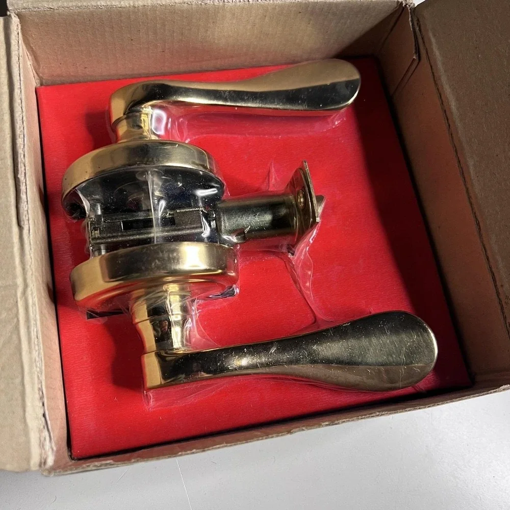 EZ-Set Solid Polished Brass Privacy Door Lever Set Interior‎ BP-502TU-VA-US3
